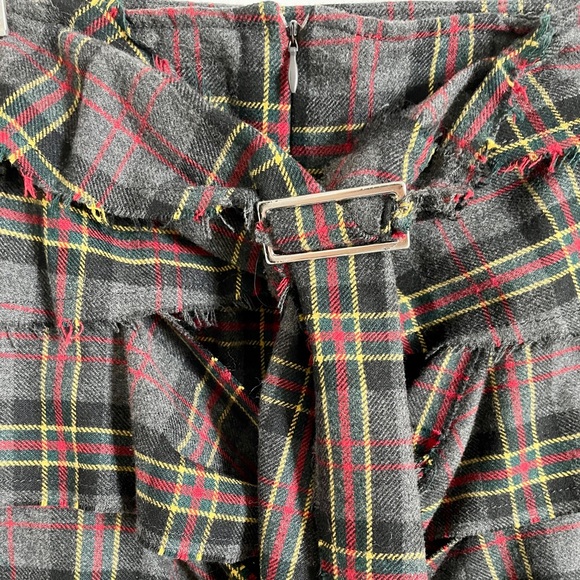 FORNARINA Italy PLAID Wool PUNK Rock GRAFFITI and BUCKLES SKIRT Size Medium - Picture 10 of 15